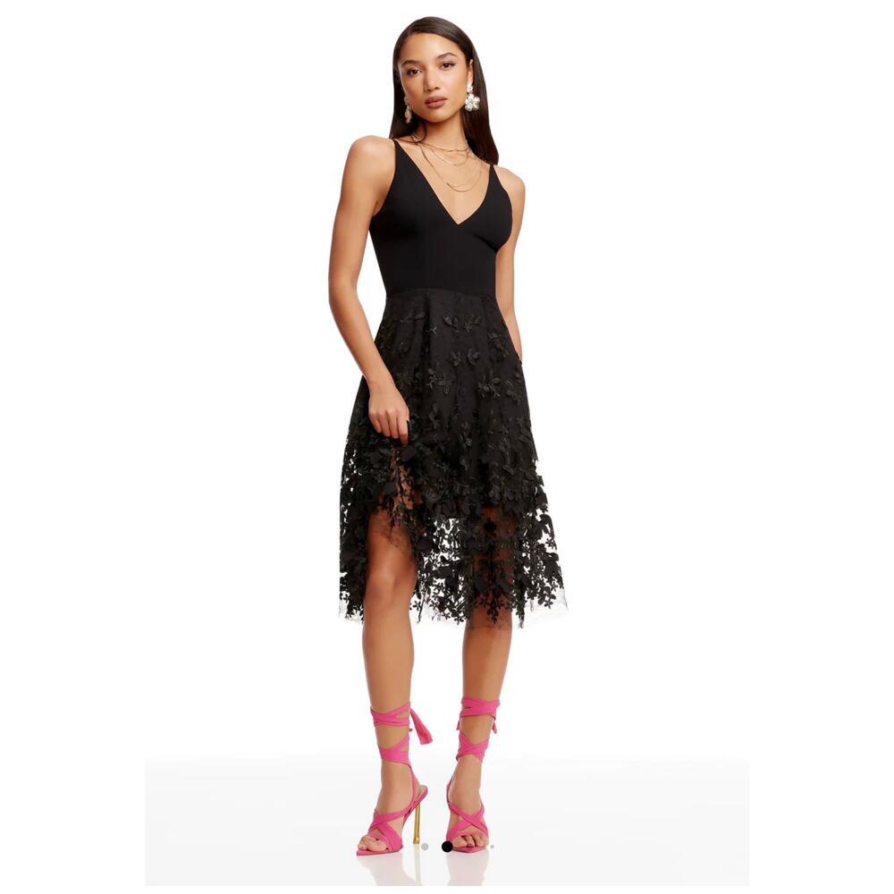 DRESS THE POPULATION Darleen Black Floral Dress - XL - Picture 2 of 7